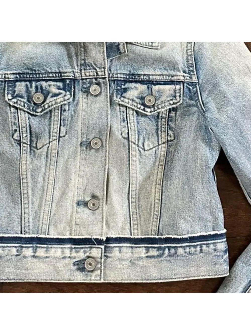 ALLSAINTS Distressed Denim Jacket Blue size-Small EUC - Picture 10 of 15